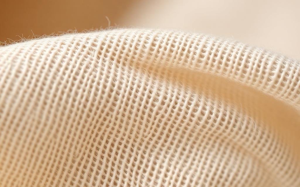 Folded stonewashed linen in soft morning light