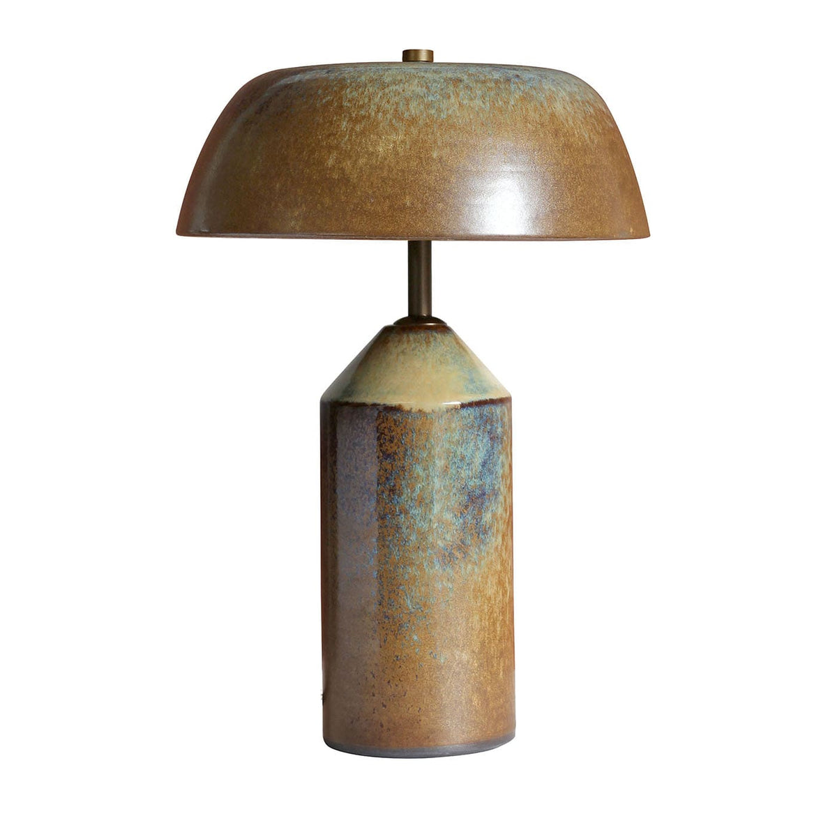 Multicolor glazed gres ceramic table lamp with layered color glazes