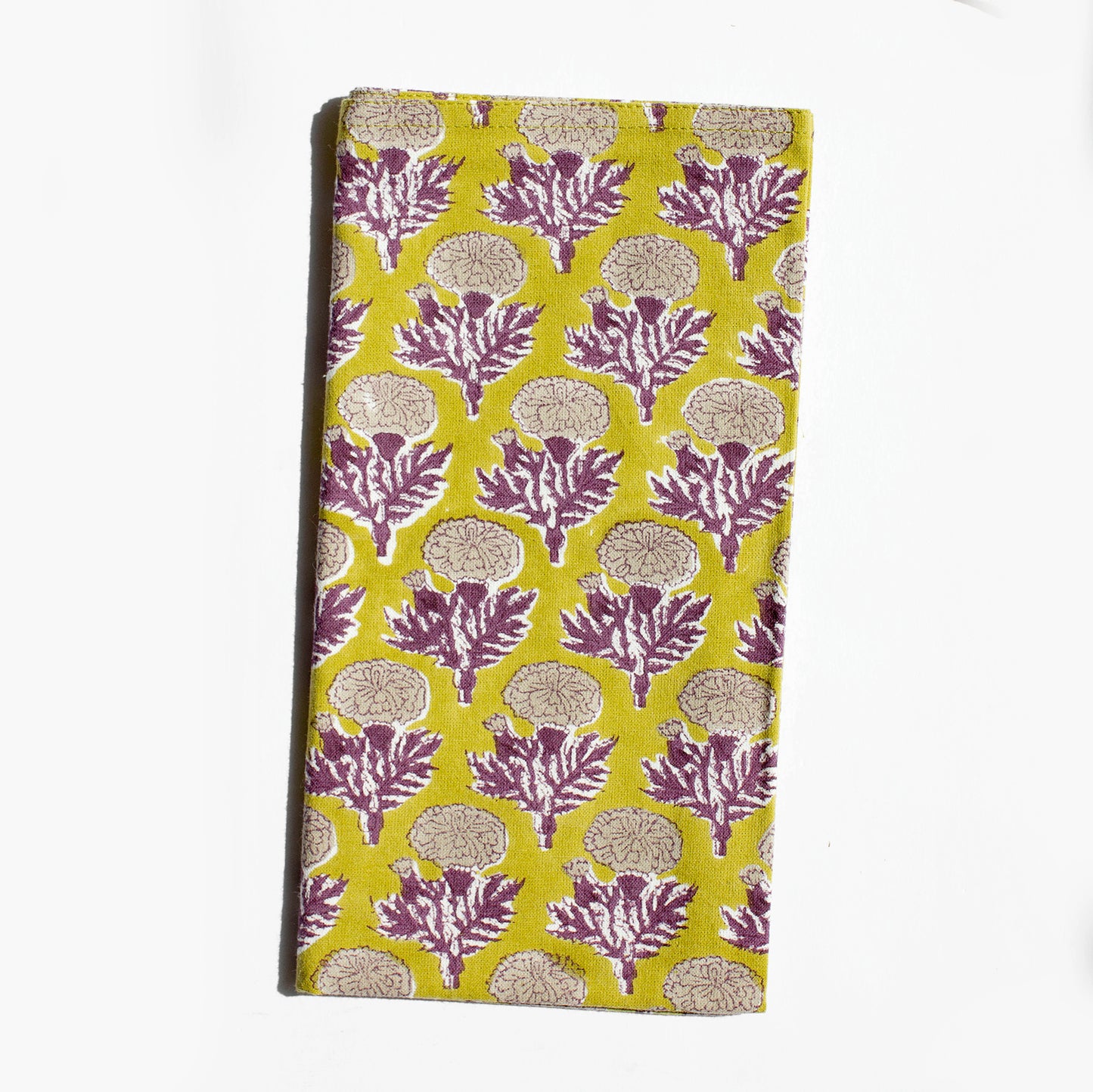 Sonya plum block printed linen napkin