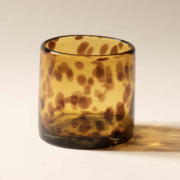 Tortoiseshell handblown recycled glass tumbler